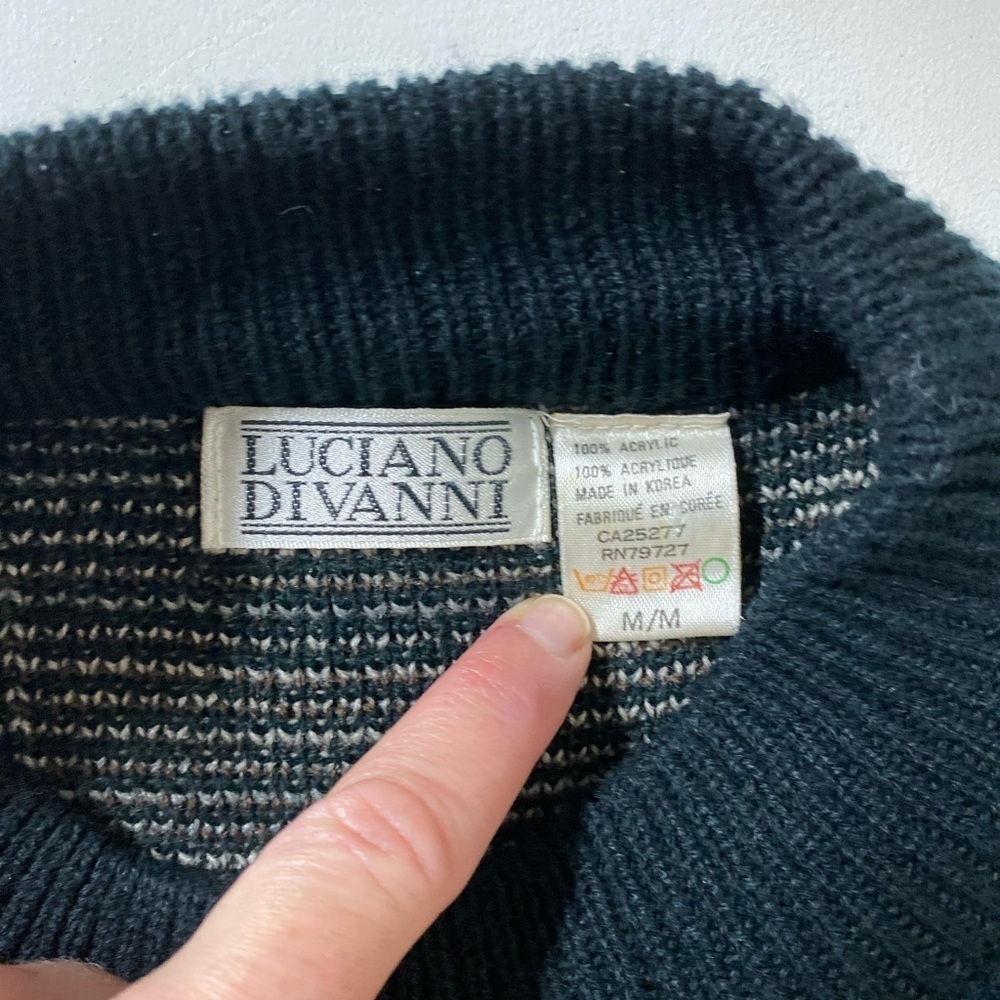 LUCIANO DIVANNI Vintage crewneck knit sweater, geometric patterns size medium - Picture 4 of 6